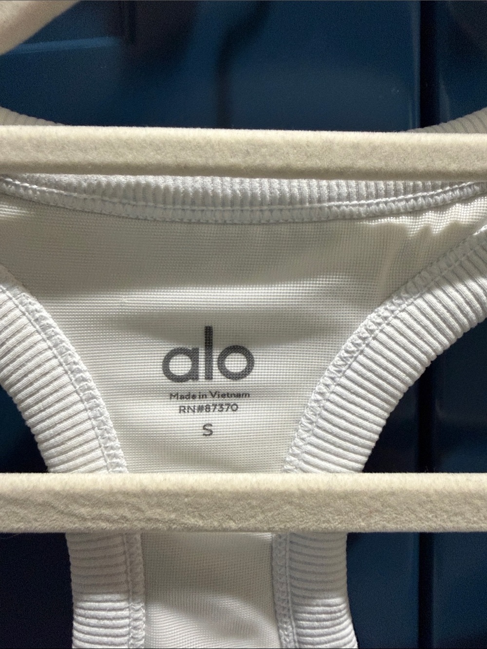 ALO Yoga White Ribbed Racerback Tank, Small - Picture 2 of 3